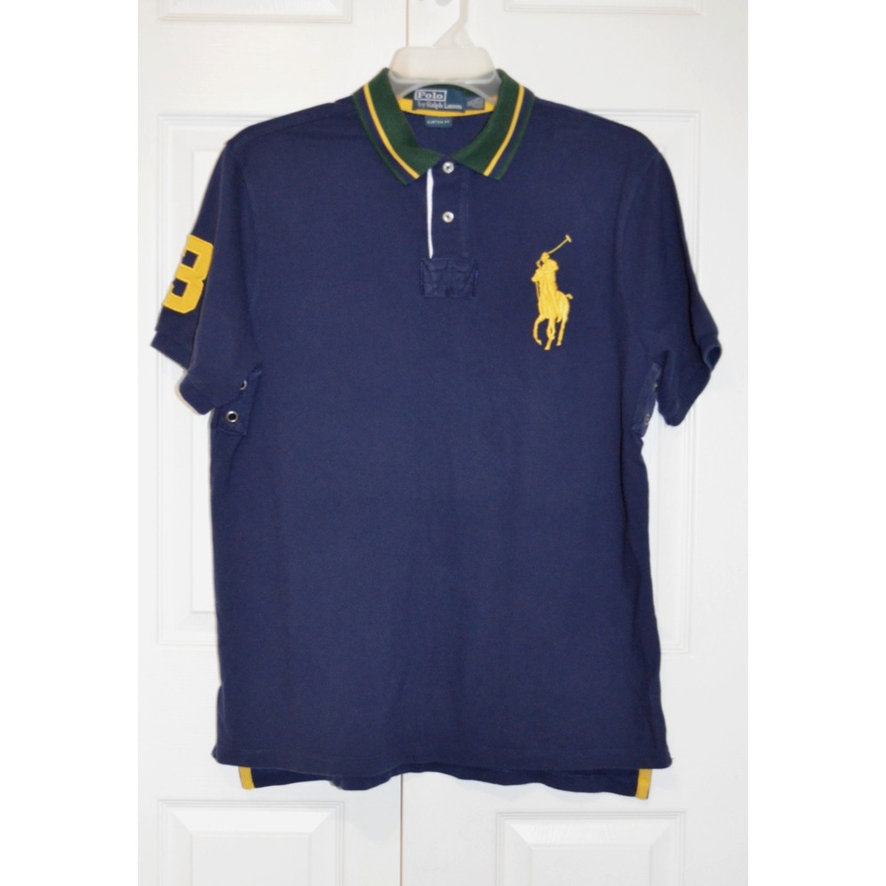 Vtg Polo by Ralph Lauren Polo Shirt‎ Mens XL Big Pony Rugby #3 Preppy Custom Fit